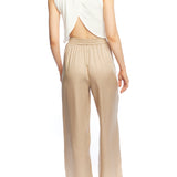 mid-rise wide leg pants with an elasticized waist and easy, relaxed fit in taupe