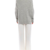 vegan knit, turtleneck sweater featuring long sleeves, a relaxed fit, small side slits and a drop shoulder seam in grey