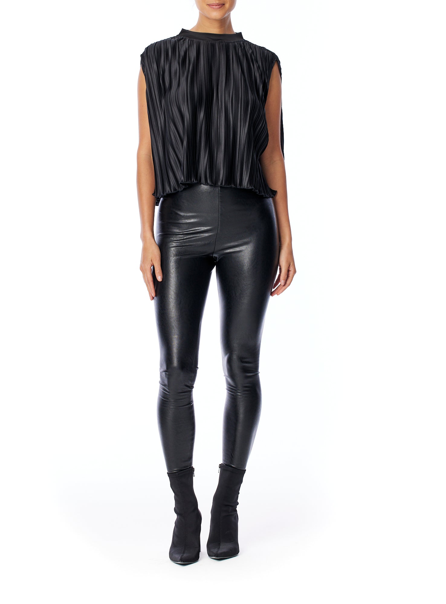 Black faux leather legging - front view