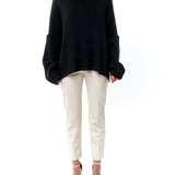 cozy, oversized sweater with ribbed detailing and comfy turtleneck in black