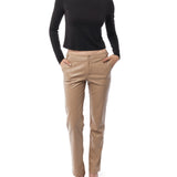 Chloe faux leather trousers with side button waist tabs and pockets in taupe