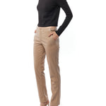 Chloe faux leather trousers with side button waist tabs and pockets in taupe