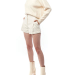 mock turtleneck sweater with stitch detailing, long sleeves and an easy, relaxed fit in creme