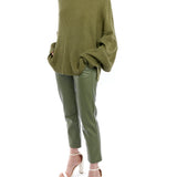 cozy, oversized sweater with ribbed detailing and comfy turtleneck in army green