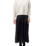 mock turtleneck sweater with stitch detailing, long sleeves and an easy, relaxed fit in oatmeal heather