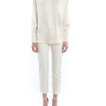 button up blouse made with faux silk in ivory