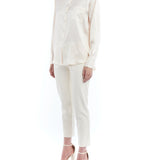 button up blouse made with faux silk in ivory