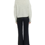 mock sweater features long sleeves and slightly cropped length in heather grey