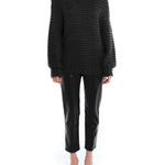 Ballet neck sweater with long balloon sleeves, ribbed cuffs and hem and a drop shoulder in black