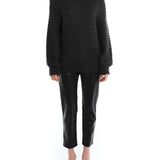 Ballet neck sweater with long balloon sleeves, ribbed cuffs and hem and a drop shoulder in black