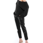 Ballet neck sweater with long balloon sleeves, ribbed cuffs and hem and a drop shoulder in black