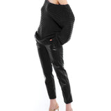 Ballet neck sweater with long balloon sleeves, ribbed cuffs and hem and a drop shoulder in black