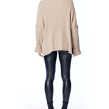 Cozy, oversized sweater with ribbed detailing and comfy turtleneck in oatmeal