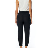 relaxed pocket pant with drawstring, elasticized waist and cuffs in black