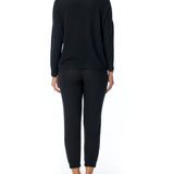 relaxed pocket pant with drawstring, elasticized waist and cuffs in black