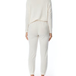 relaxed pocket pant with drawstring, elasticized waist and cuffs in cream