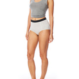 striped women's boxer brief short with elasticized waist band, seam detailing & medium rise