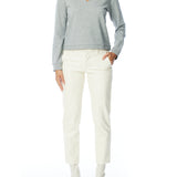 long sleeve, collared v neck pullover with ribbed cuff detailing in heather grey