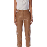 Vegan leather pants in Cognac - Front View