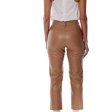 Vegan leather pants in Cognac - Back View