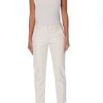 Vegan leather trouser with a medium rise, belt loops, slightly cropped cut and side pockets in ivory