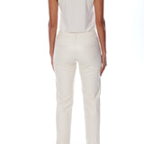 Vegan leather trouser with a medium rise, belt loops, slightly cropped cut and side pockets in ivory